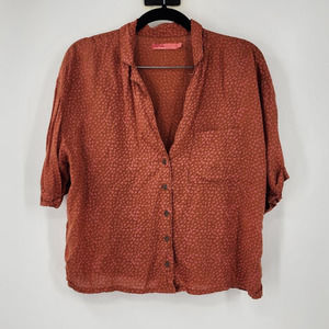 Prana Rust Red Button-Up Blouse